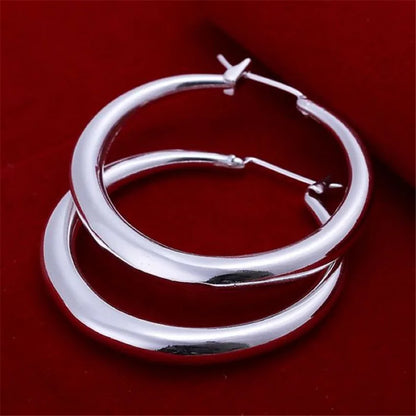 925 Sterling Silver Round Earrings - 18K Gold Plated 3.5cm