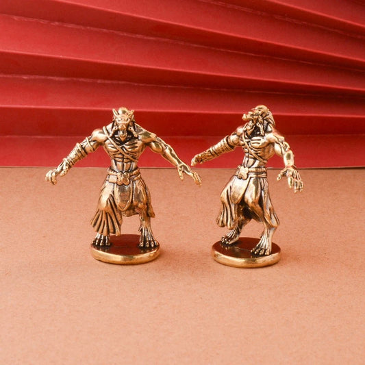 Vintage Brass Werewolf Statue - Desktop Figurine Ornament