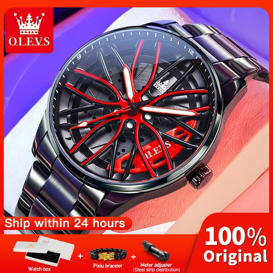 OLEVS 9937 Men's Watch - Fashion, Rotatable Wheel Hub Dial, Waterproof, Luminous, Gifts