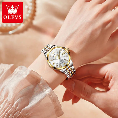 OLEVS 3620 Luxury Diamond Watch - Auto Calendar, Waterproof, Bracelet Set