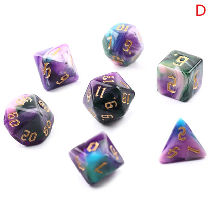 7-Piece Two-Tone Acrylic Polyhedral Dice Set for D&D and RPG Games