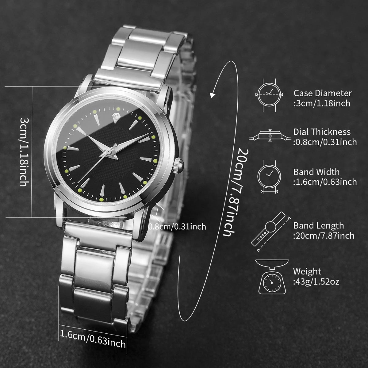 2pcs Couples Quartz Watch Set - Alloy, Numberless Dial, Fashion Casual, No Box