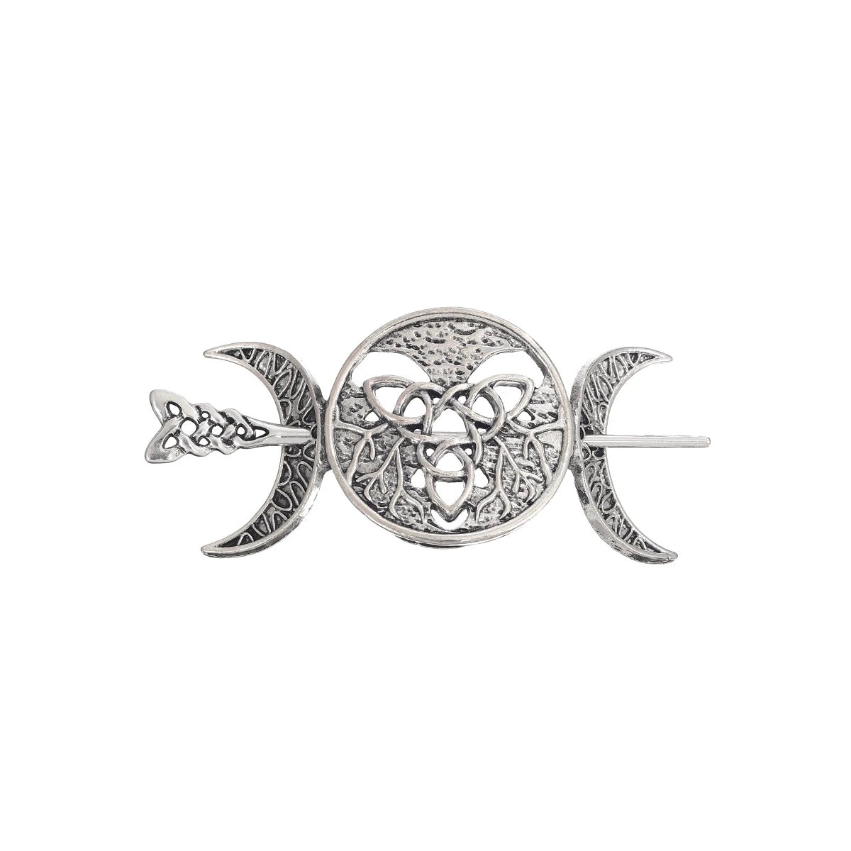 Odin Celtic Knot Crescent Hairpin – Viking Style, Metal Alloy, Silver