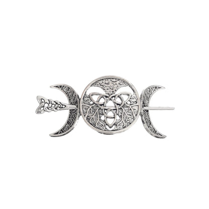 Odin Celtic Knot Crescent Hairpin – Viking Style, Metal Alloy, Silver