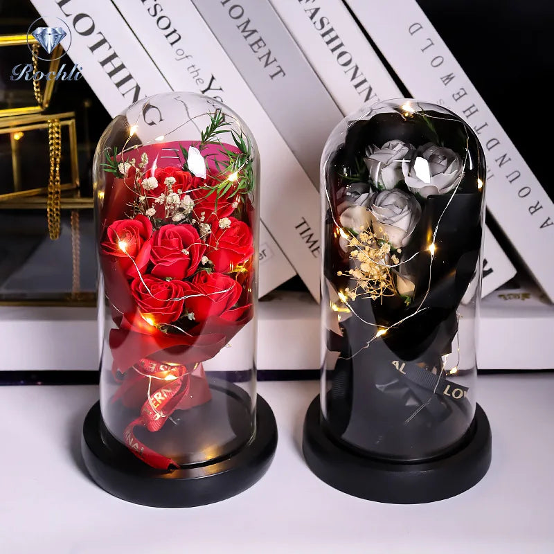 Eternal Rose Glass Dome with LED – Romantic Flower Gift, 6 Colors