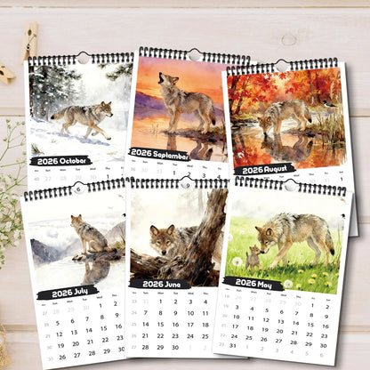 2026 Wolf Calendar - Home Decoration Date Viewing Gift