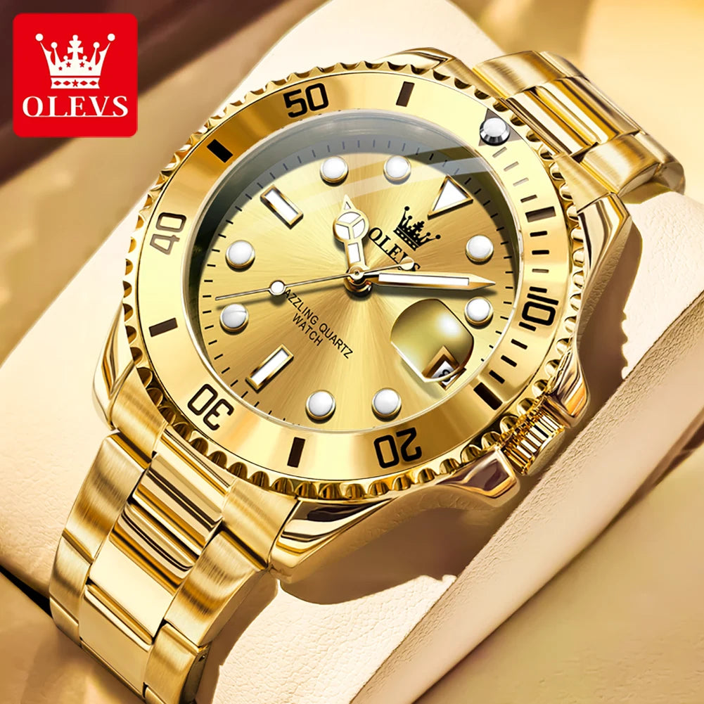 OLEVS 5885 Men's Watch - Original Brand, Waterproof, Stainless Steel, Automatic Date, Gifts