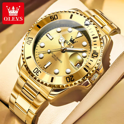 OLEVS 5885 Men's Watch - Original Brand, Waterproof, Stainless Steel, Automatic Date, Gifts
