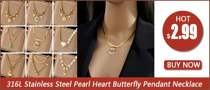 Gold Stainless Steel Chain Necklace & Bracelet Set