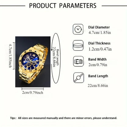 DEYROS Men's Classic Quartz Watch - Alloy Band, Numberless Dial, Auto Date, Folding Clasp