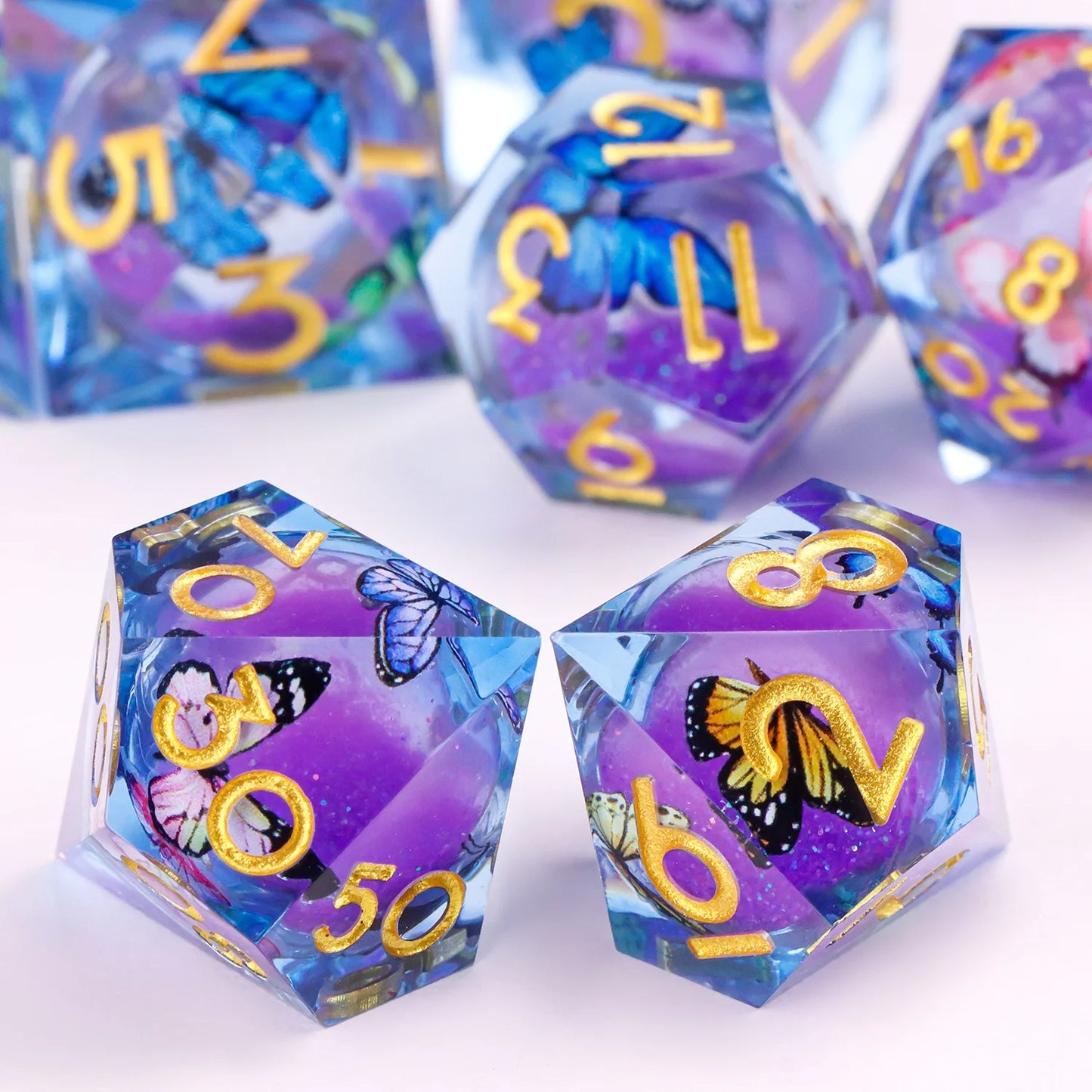 Liquid Core Butterfly DnD Dice Set – 7 Pcs