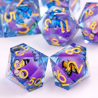 Liquid Core Butterfly DnD Dice Set – 7 Pcs
