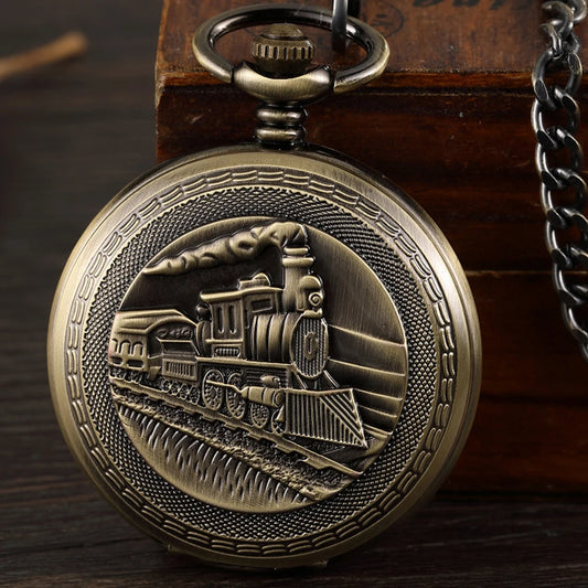 Mechanical Pocket Watch - Antique Steampunk Skeleton with Chain