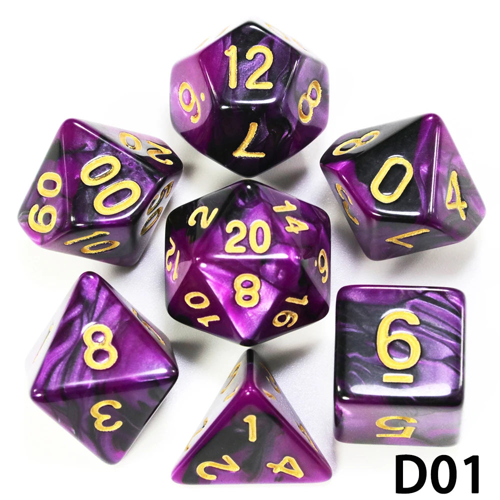 7-Piece Acrylic Polyhedral Dice Set for D&D and RPG Games