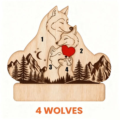 Personalized Wooden Wolf Family Puzzle - 4-6 inches, 0.7 inch Thick Custom