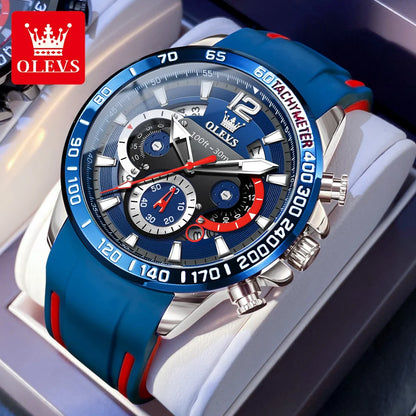 OLEVS 9936 Men's Watch - Luxury, Silicone Strap, Waterproof, Chronograph, Night Light
