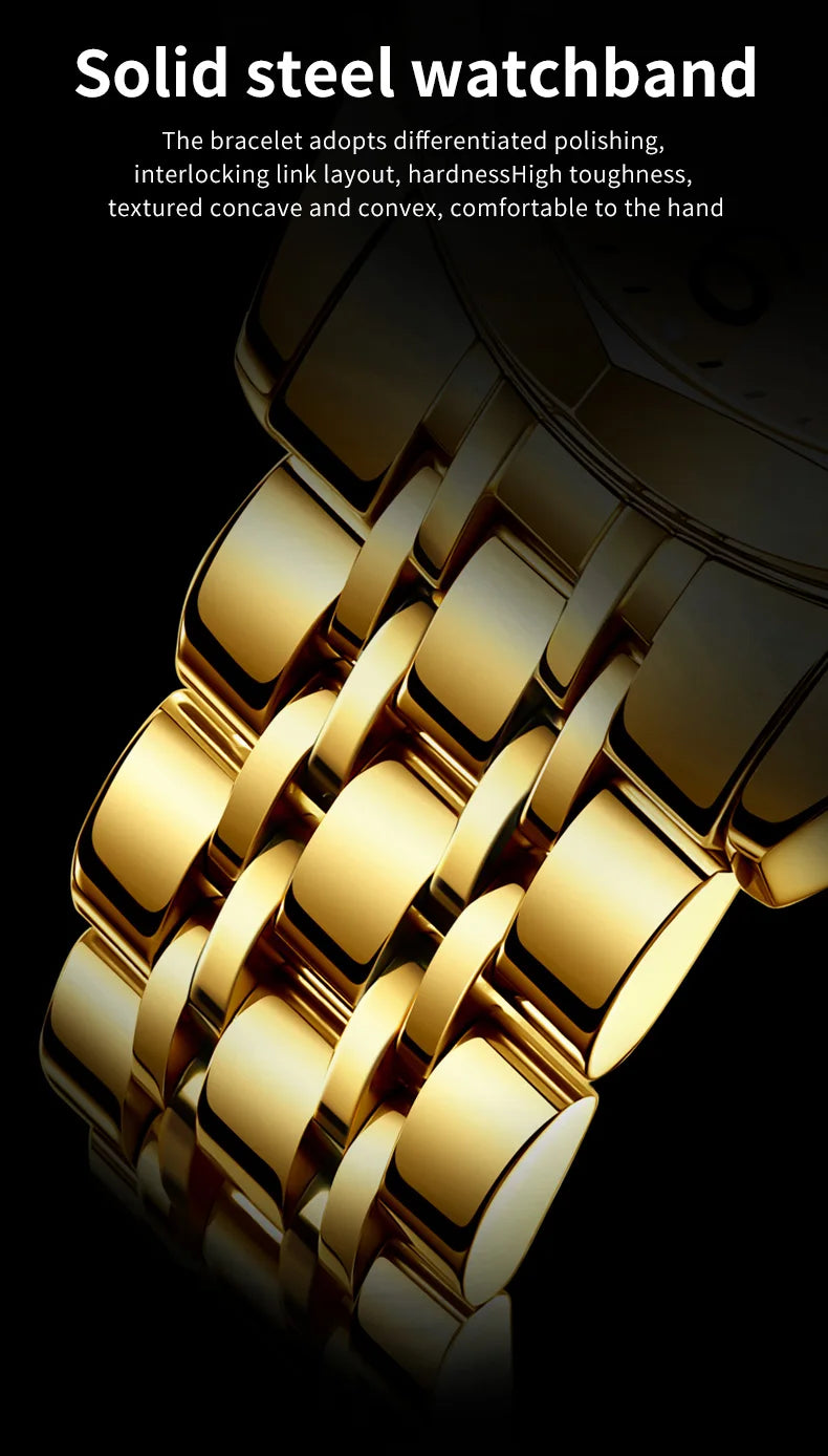 OLEVS 9931 Men's Watch - Rhombus Mirror, Waterproof, Luminous, Stainless Steel, Date Week