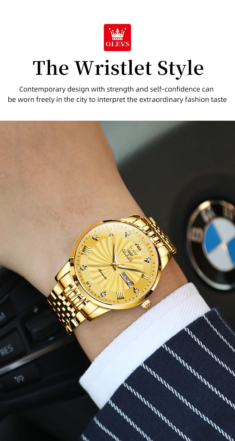 OLEVS 6630 Men's Watch - Automatic Mechanical, Threaded Dial, Waterproof, Stainless Steel, Luxury