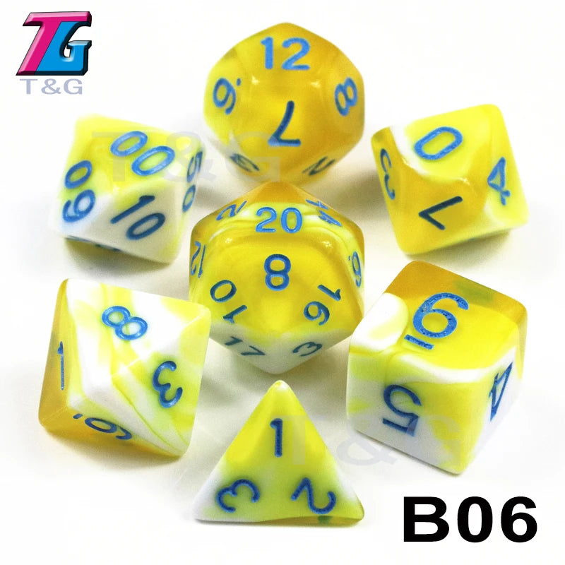 7-Piece Acrylic Polyhedral Dice Set for D&D and RPG Games