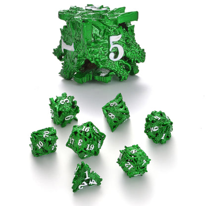 Metal Dragon Dice Set - Hollow D&D Polyhedral Dice