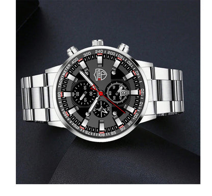 DEYROS Men's Luxury Quartz Watch - Stainless Steel Band, Numberless Dial, Bracelet Clasp