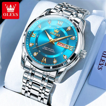OLEVS Men’s Stainless Steel Quartz Watch with Roman Numerals, Model TY712