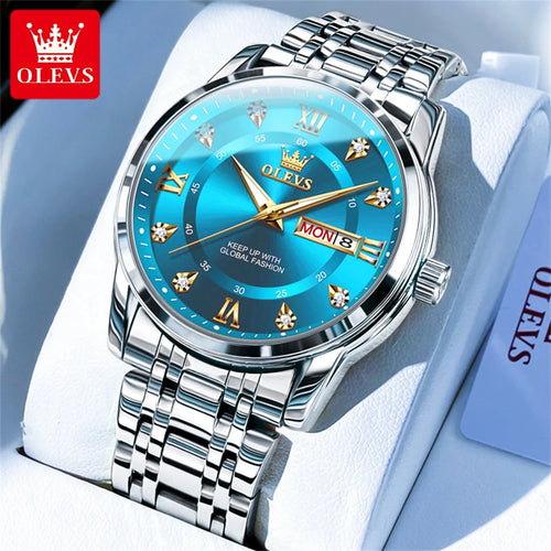 OLEVS Men’s Stainless Steel Quartz Watch with Roman Numerals, Model TY712