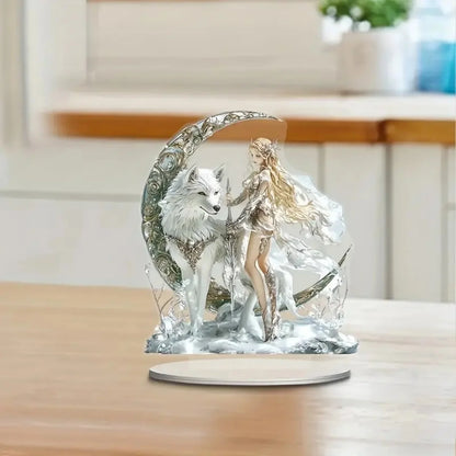Wolf and Fairy Acrylic Plaque - 20x20cm 2D Desktop Decor Sign