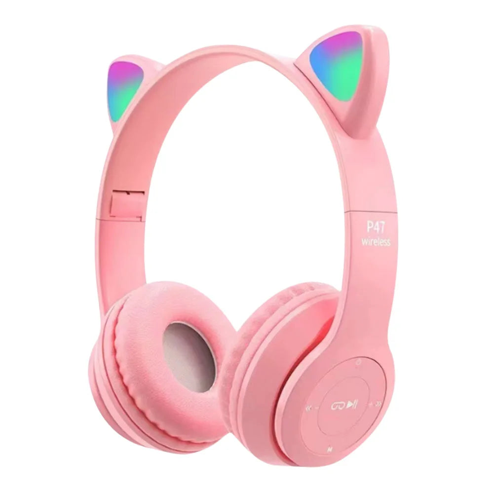 Cat Ear Wireless Headphones - LED Glow Light, Bluetooth 5.0, Kids & Adults