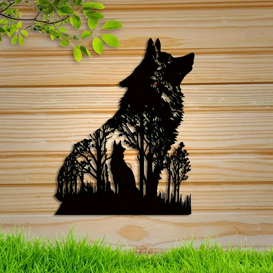 Black Wolf Metal Wall Art - Wall Hanging Decor for Home
