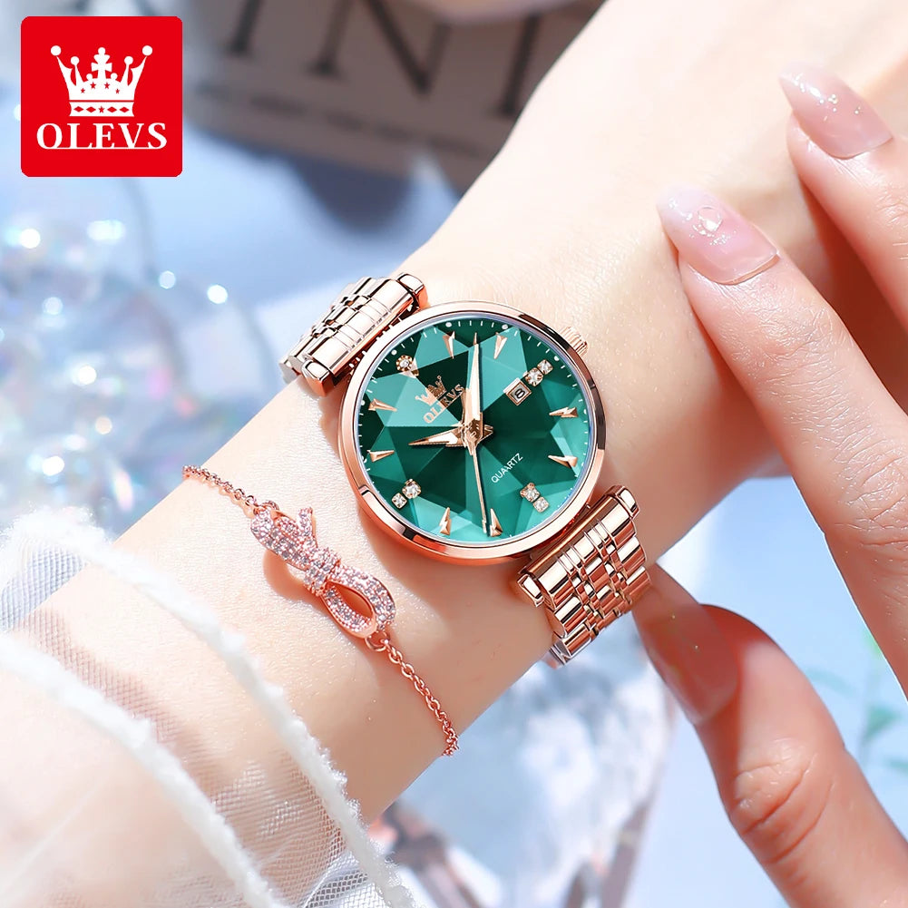 OLEVS 5536 Women's Luxury Watch - Sapphire Crystal, Zircon Scale, Chronograph, Waterproof