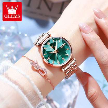 OLEVS 5536 Women's Luxury Watch - Sapphire Crystal, Zircon Scale, Chronograph, Waterproof