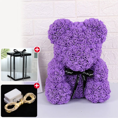 Rose Bear - Eternal Flower Teddy Bear with Gift Box