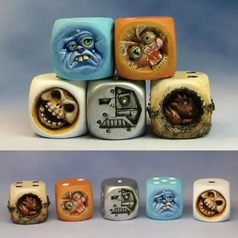 Monster Face Resin Dice Set – 5 Pcs Halloween Tabletop