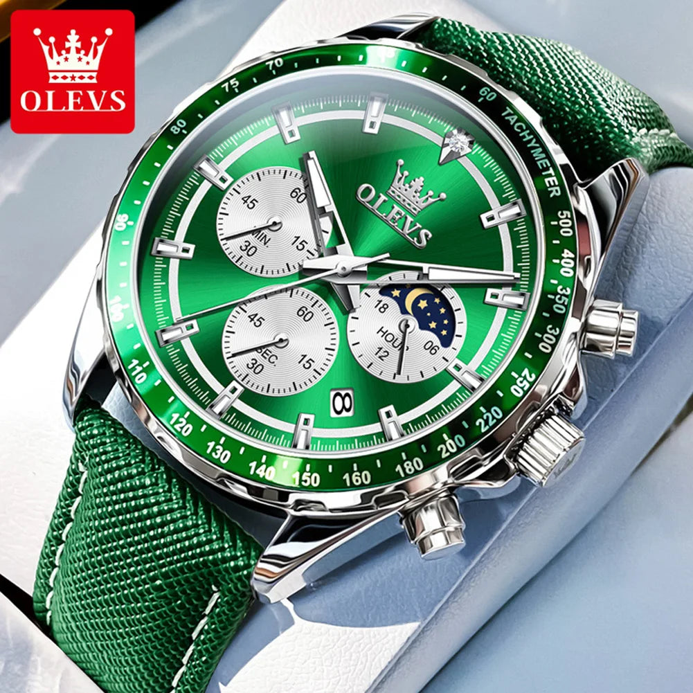 OLEVS 2945 Men's Watch - Moon Phase, Chronograph, Waterproof, Backlight, Fashion Quartz