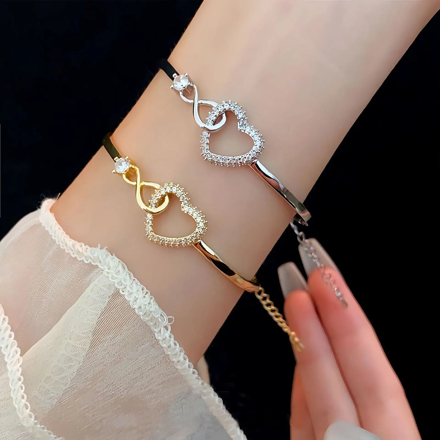 To My Daughter Heart Bracelet - Infinity Symbol Gift Box Set