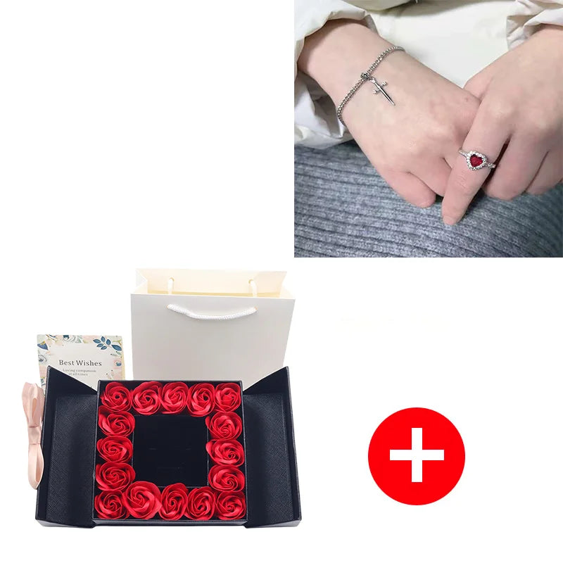 Heart and Sword Necklace - Rose Gift Box Set for Her