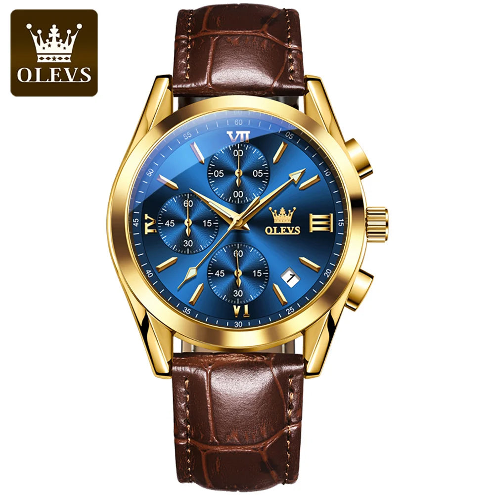 OLEVS 2872 Men’s Chronograph Quartz Watch with Leather Strap