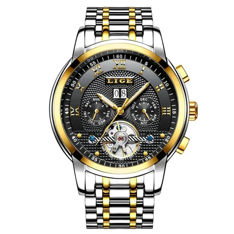 LIGE LG9841 Men’s Automatic Mechanical Watch with Stainless Steel Band