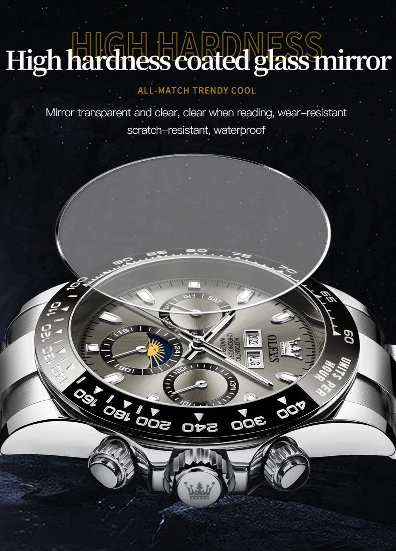 OLEVS 6654 Men's Watch - Automatic Mechanical, Sport, Waterproof, Luminous, Week Calendar