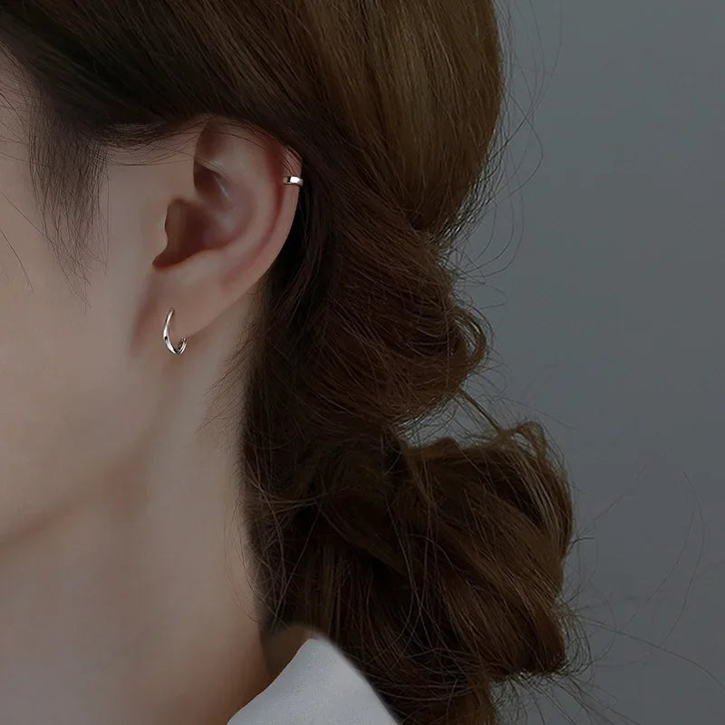 925 Sterling Silver Round Earrings - Simple Elegant Design