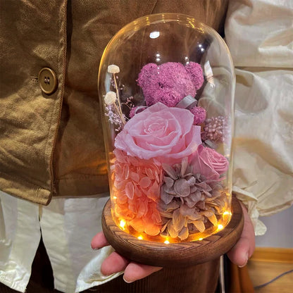 Eternal Preserved Rose in Glass Dome with LED Lights