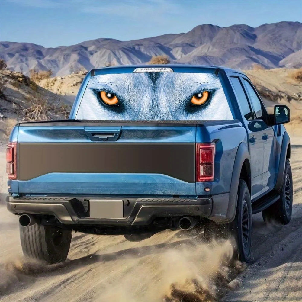 Wolf Face Tailgate Wrap - PVC Weatherproof Matte Car Sticker