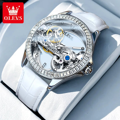 OLEVS 6699 Automatic Mechanical Watch - Transparent 40mm Big Dial, Bracelet Set, Luxury