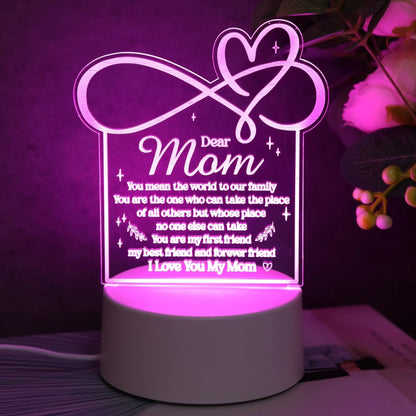 Love Mom USB Night Light – Card Shape, Pink Glow