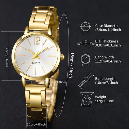 Women's 6pcs Quartz Watch & Butterfly Jewelry Set - Alloy Band, 29mm, Arabic Numeral, No Box