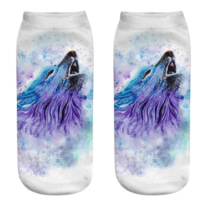 Wild Wolf Series Unisex Sox Women's Funny Cartoon Animal Cute 3D Print Ankle Socks Hot Fashion Punk Gothic Club Sokken