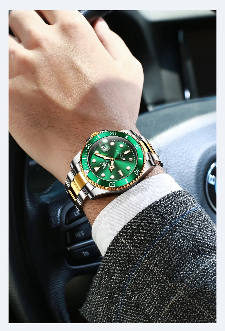 OLEVS 5885 Men's Watch - Original Brand, Waterproof, Stainless Steel, Automatic Date, Gifts