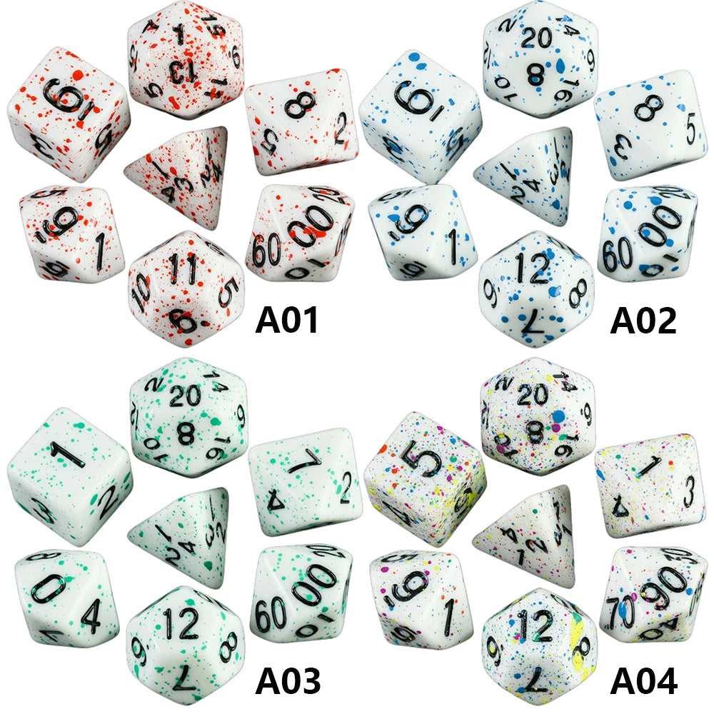 7-Piece Acrylic Polyhedral Dice Set for D&D and RPG Games