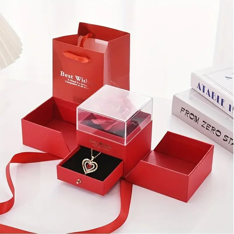Eternal Rose Jewelry Box with Necklace - Valentine's Day Gift Set